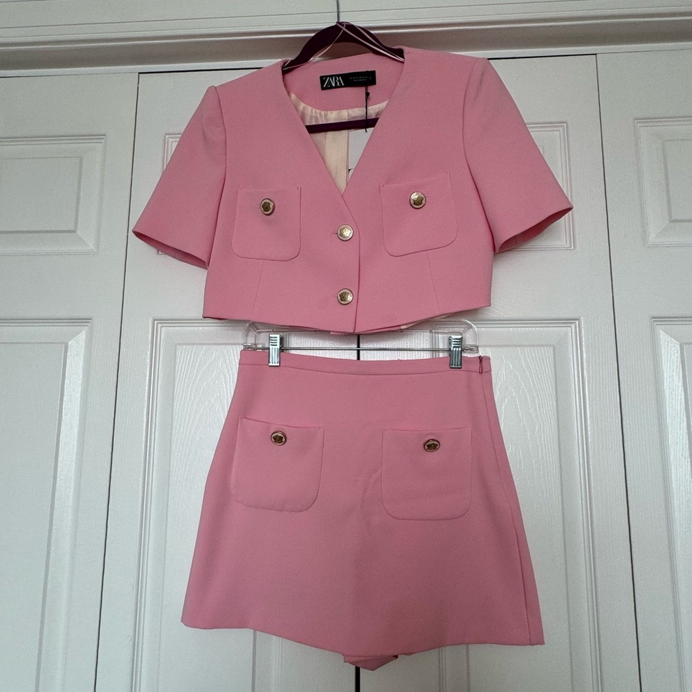 NWT Zara Cropped Blazer and Skort Set